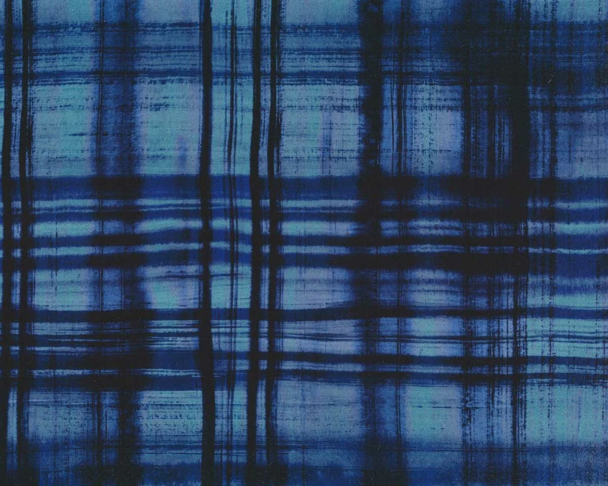 Viskosestoff TYE DIE PLAID, Batik-Karo, blau, Hilco