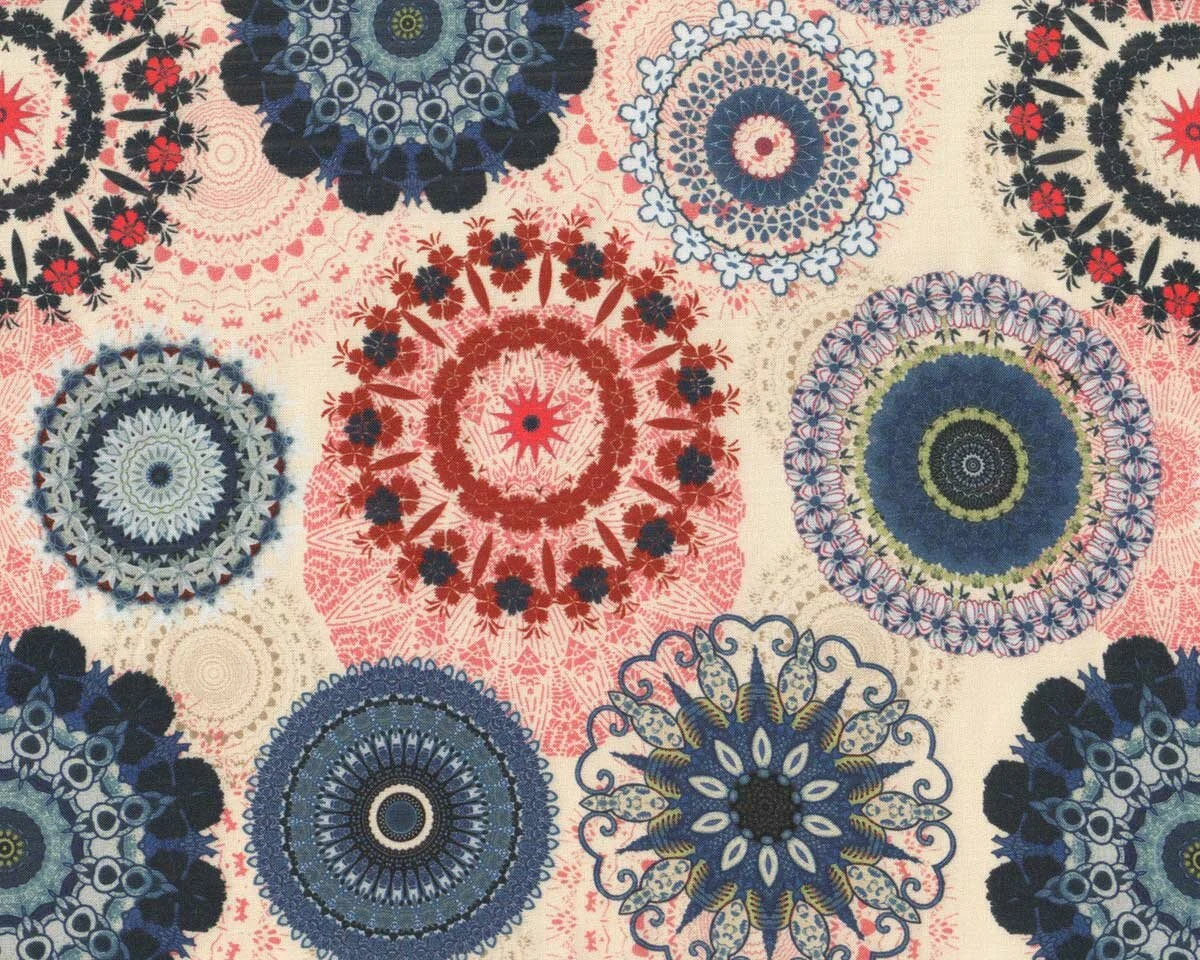 Viskosestoff WALDA, Mandala-Blumen, Hilco