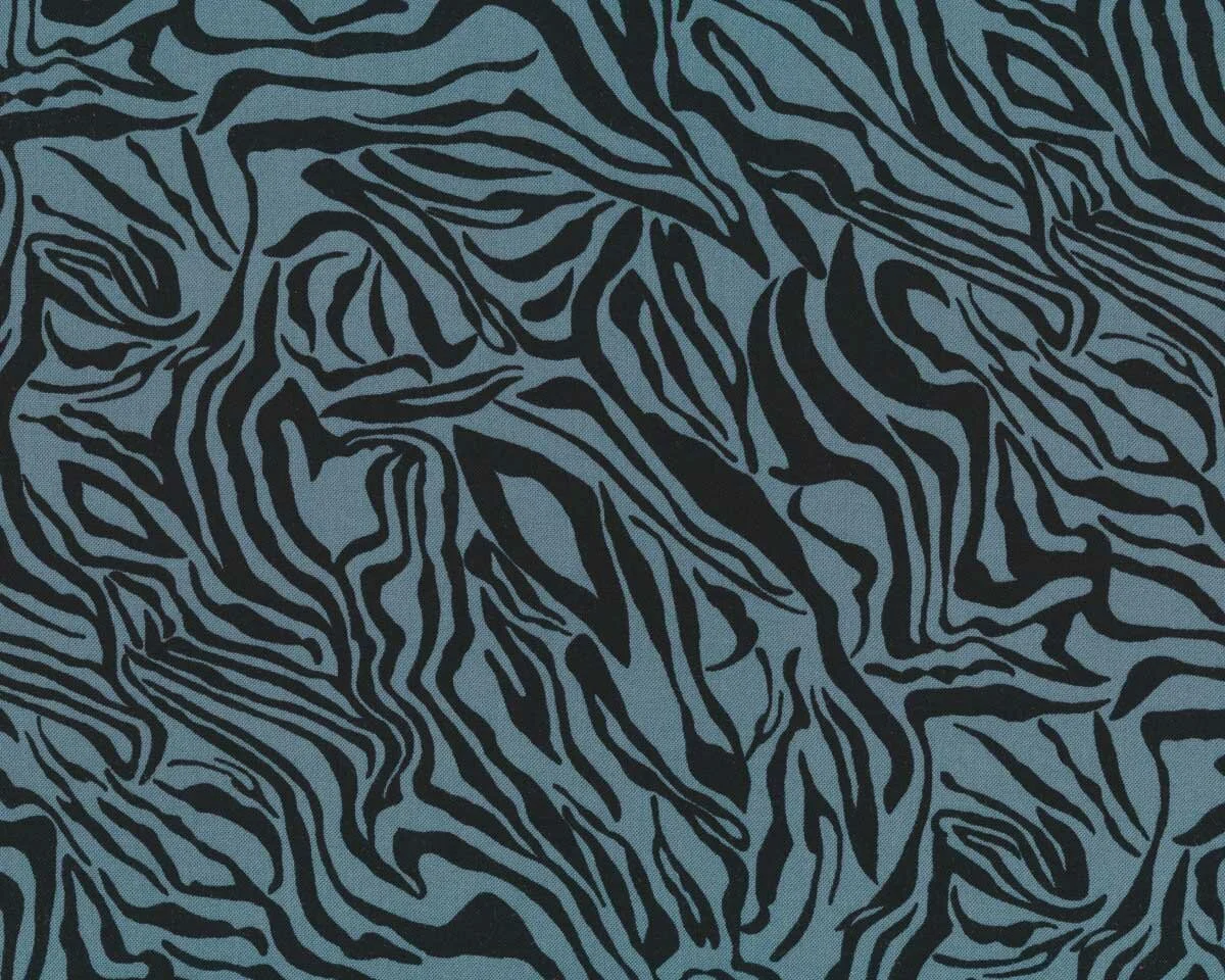 Viskosestoff ZEBRO, Streifenmuster, blaugrau-schwarz, Toptex