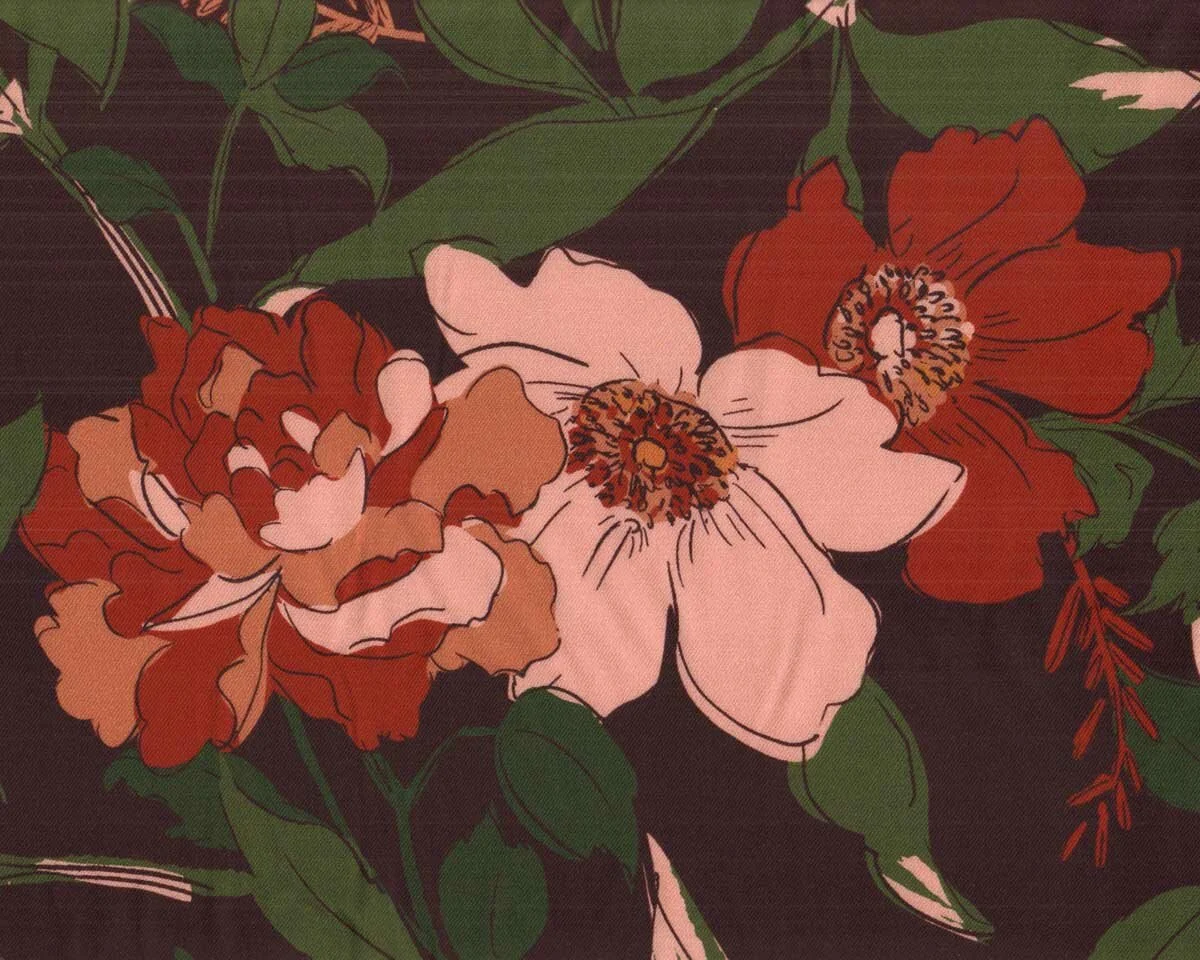 Viskosetwillstoff NINA, Aquarell-Blumen, Hilco