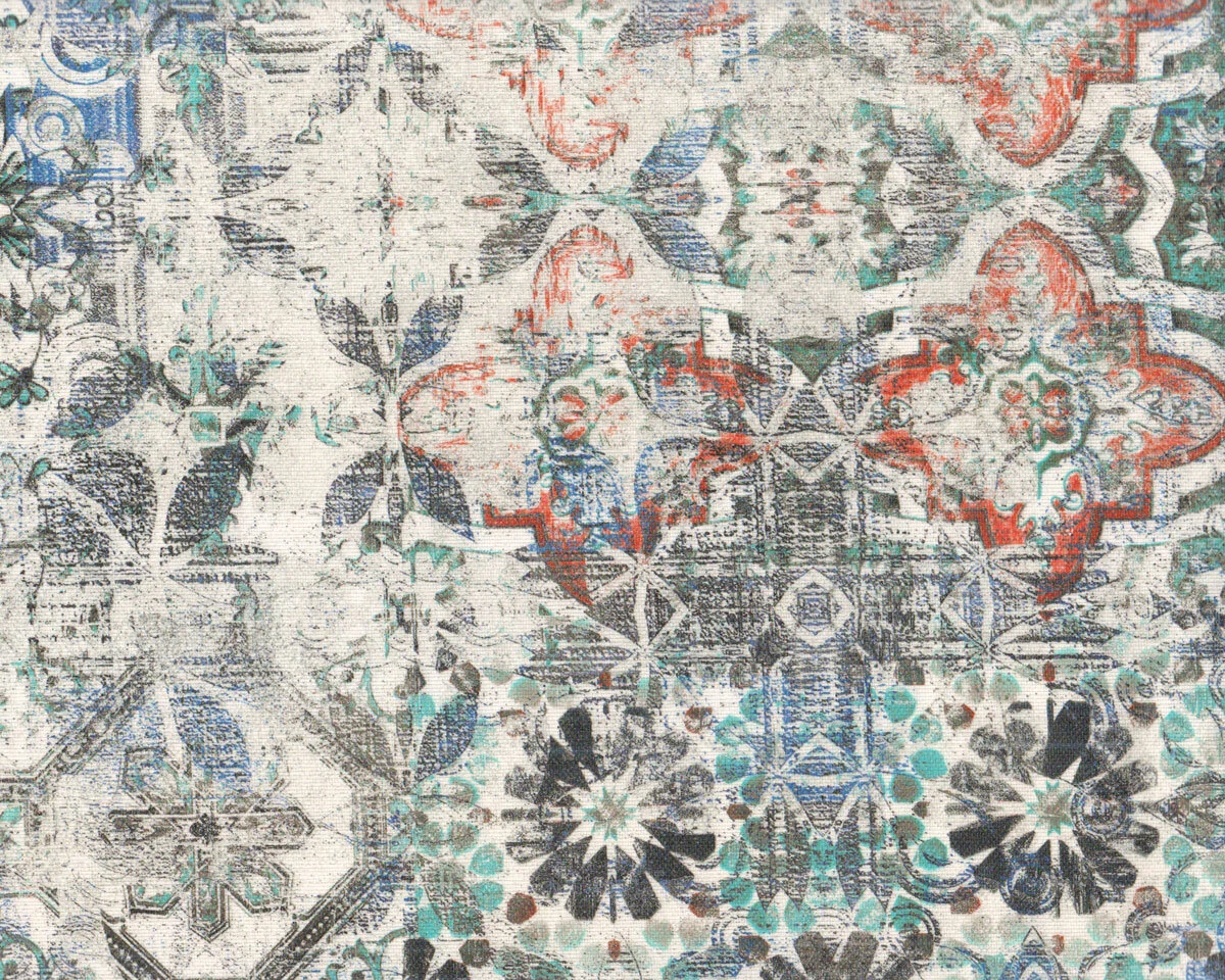 Wachstuch-Baumwollstoff RABAT, Ornamentfliesen-Muster