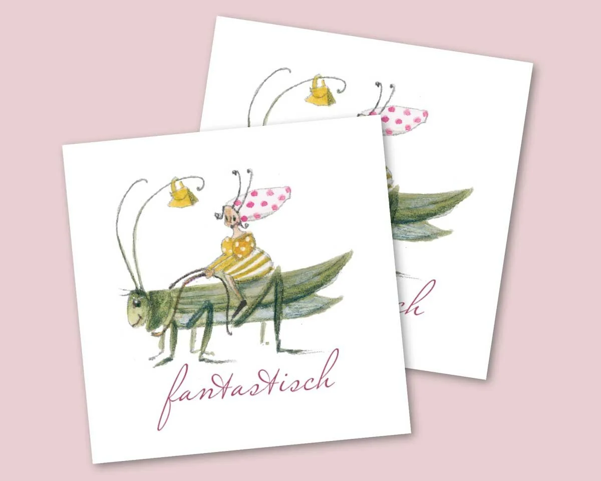 Web-Etikett FANTASTISCH, HEUSCHRECKE, Silke Leffler, Acufactum