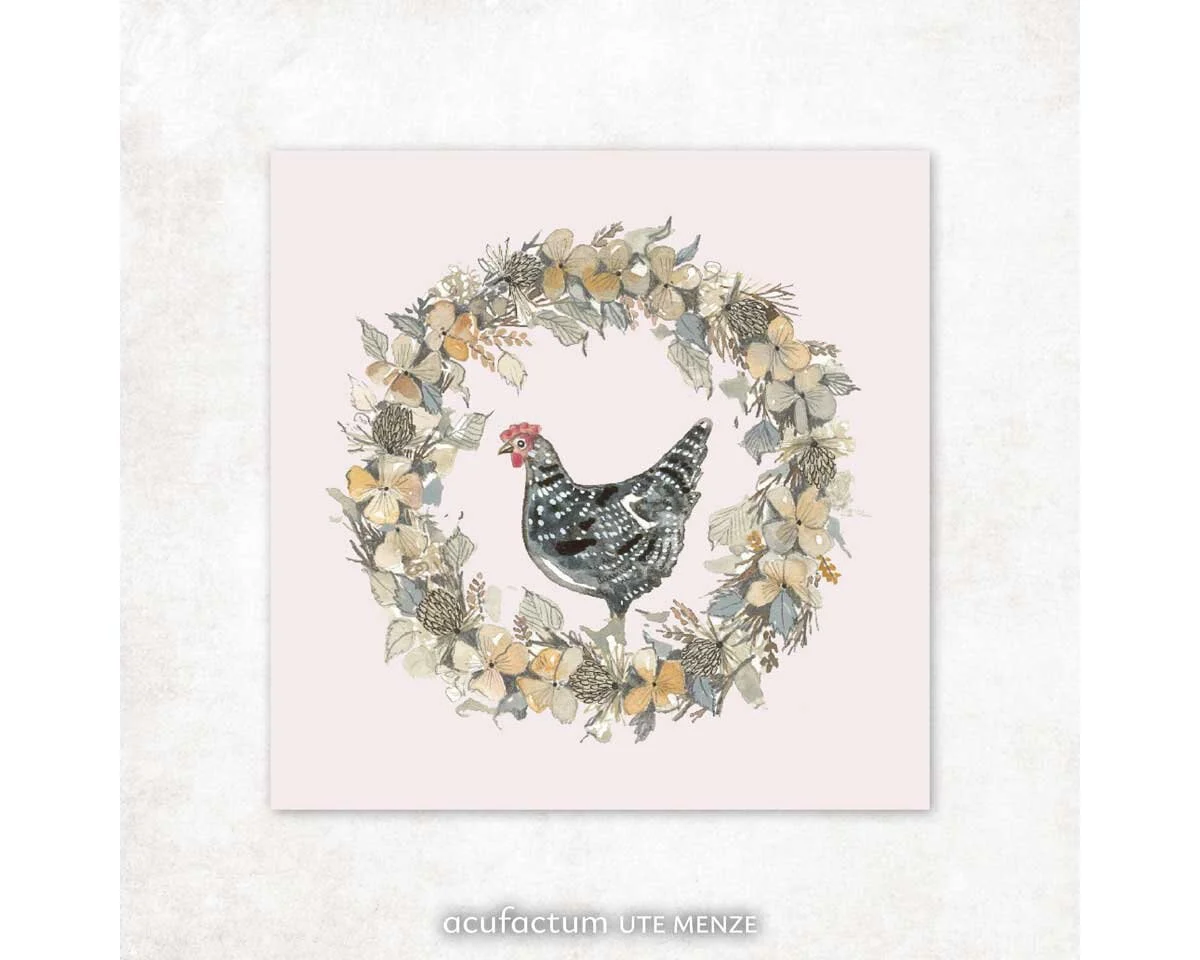 Web-Etikett HUHN IM GLÜCK, Kerstin Heß, Acufactum