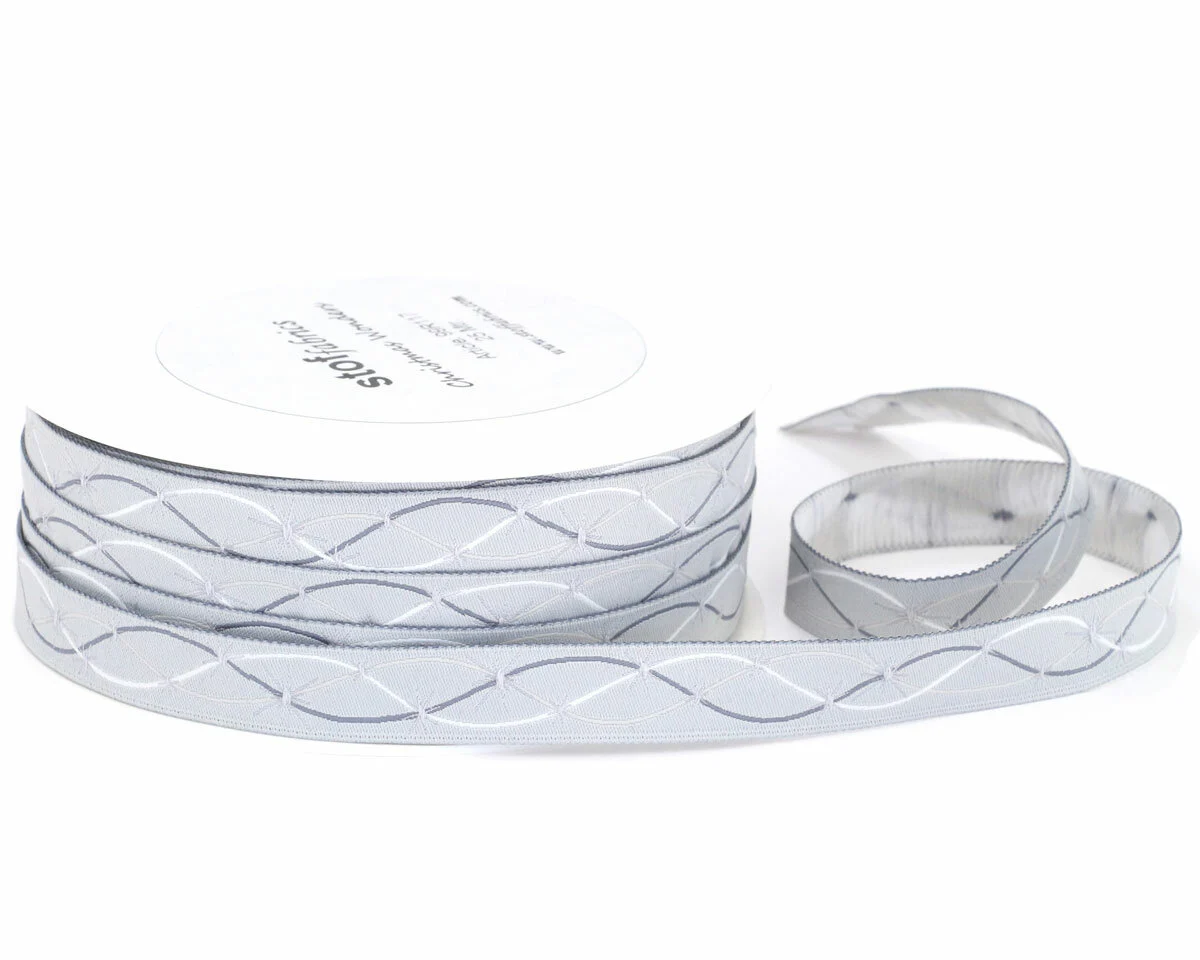 Webband CHRISTMAS WONDERS, DNA-Wellen, silbergrau
