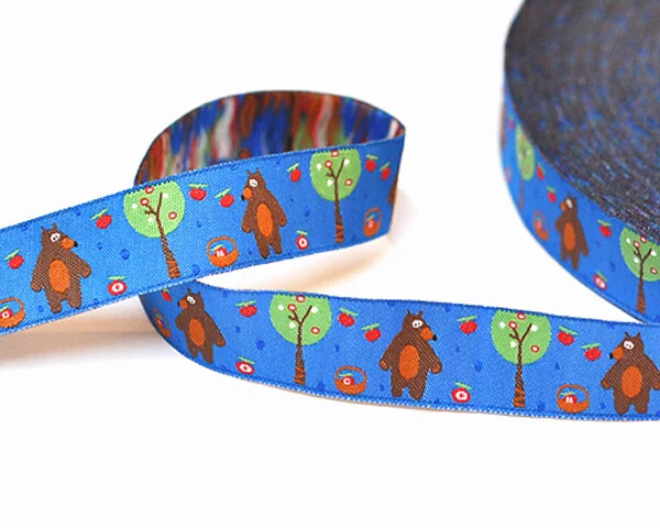 Webband KIDDY LOVE BRUM, Bär im Wald, blau