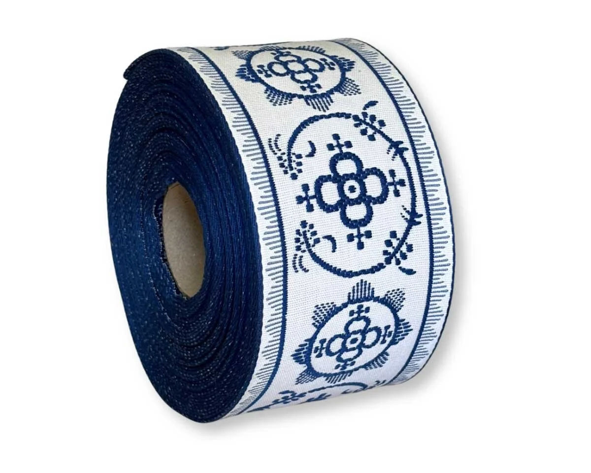 Webband ZWIEBELBAND, 62 mm breit, blau-weiß, Vaupel & Heilenbeck