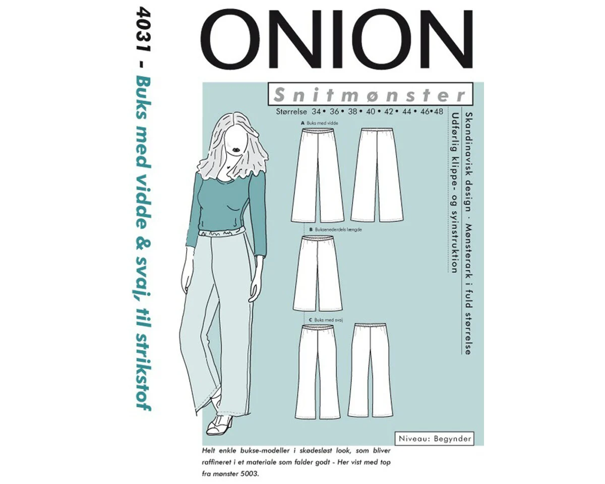 Weite, klassische Hose, Schnittmuster ONION 4031