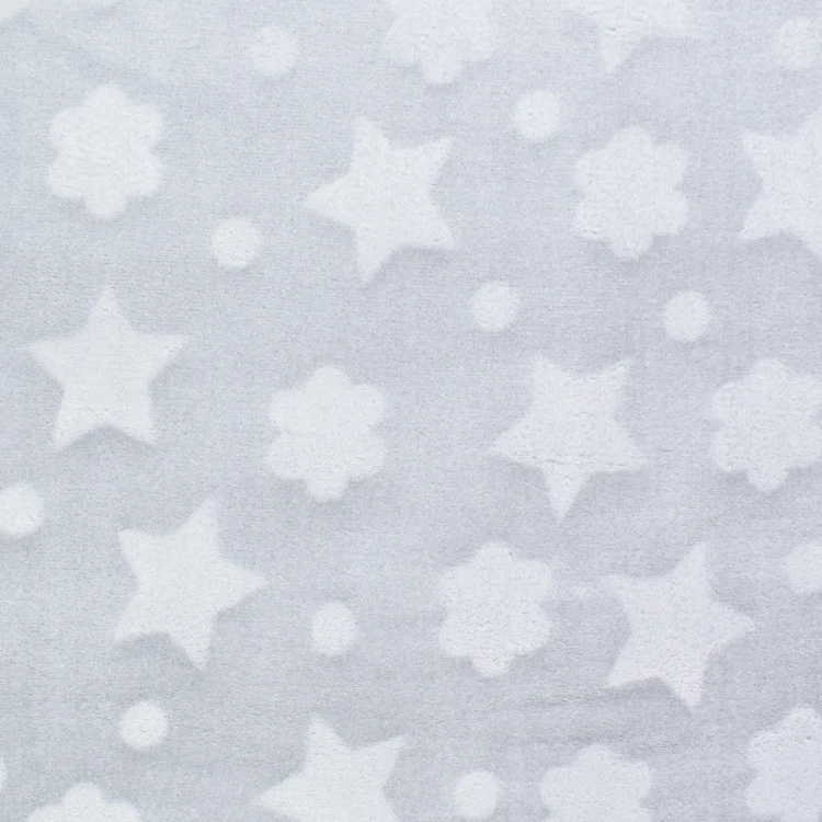 Wellnessfleece Flowers and Stars, hellgrau