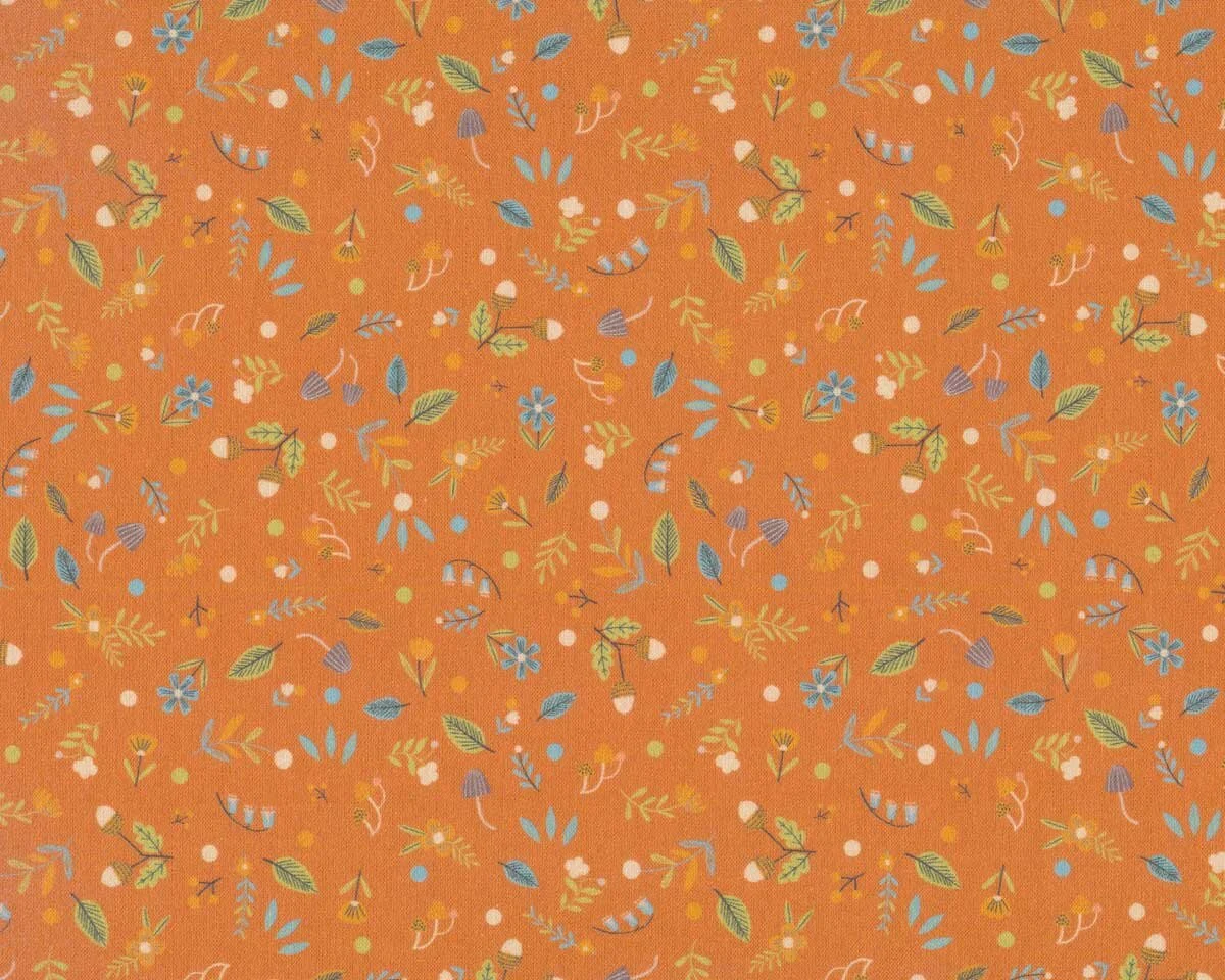 Westfalenstoffe GÖTEBORG, Pilze und Blätter, orange