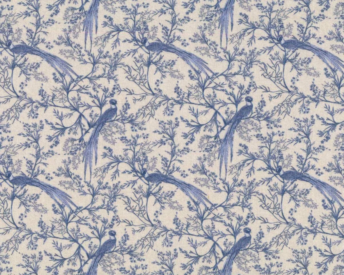 Westfalenstoffe VERSAILLES kbA, Vögel, creme-blau