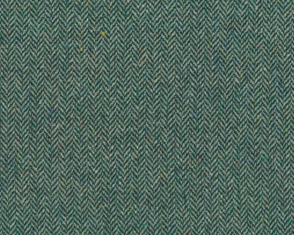 Wollstoff mit Seide, Tweed LISCA ALBA, Fischgrat, grün-petrol, Hilco