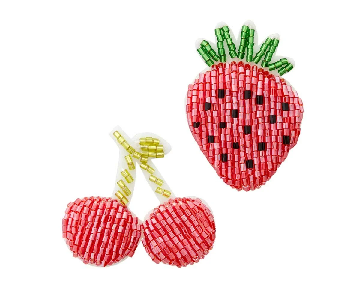 Zierteil FRÜCHTE aus Stäbchen-Perlen, Kirschen und Erdbeere, Union Knopf